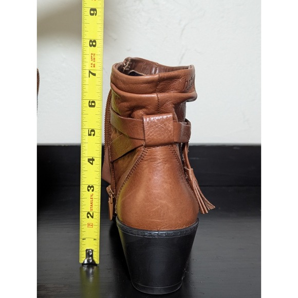 Women's Hotter Chester Leather Ankle Boots 9 Zippered Straps Double Tassels Heel - Picture 11 of 11